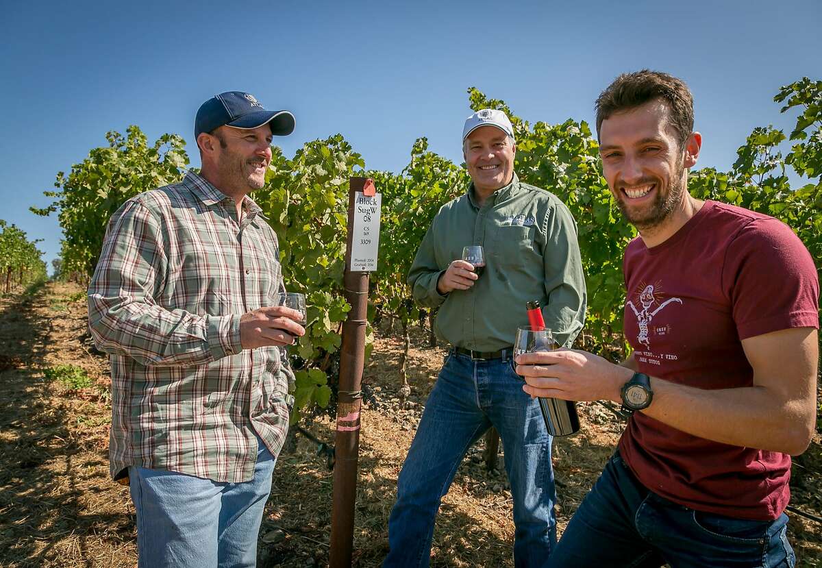 Left to right: Owner Barry Belli, owner Mike Cybulski, and winemaker Alex Remy of Atlas Wine Co. in Napa.
