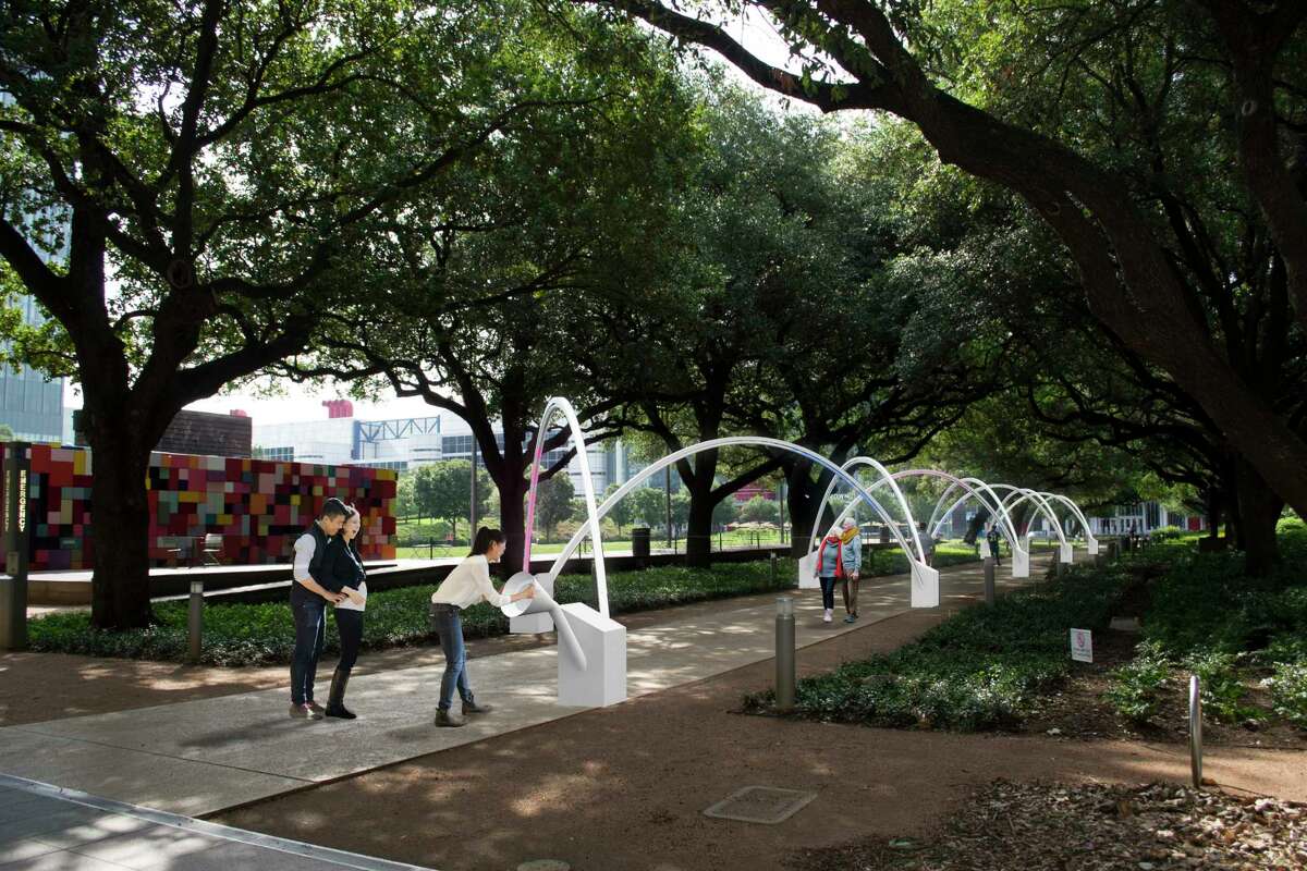 "Hello, Trees! A Walking Serenade," by the Montreal design studio Daily tous les jours, debuts at Discovery Green's Brown Foundation Promenade during the park's annual Frostival celebrations, Nov. 18-Feb. 25