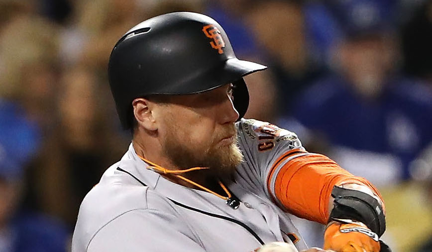 Dodger Blue on X: Hunter Pence has a Giants shirt under his