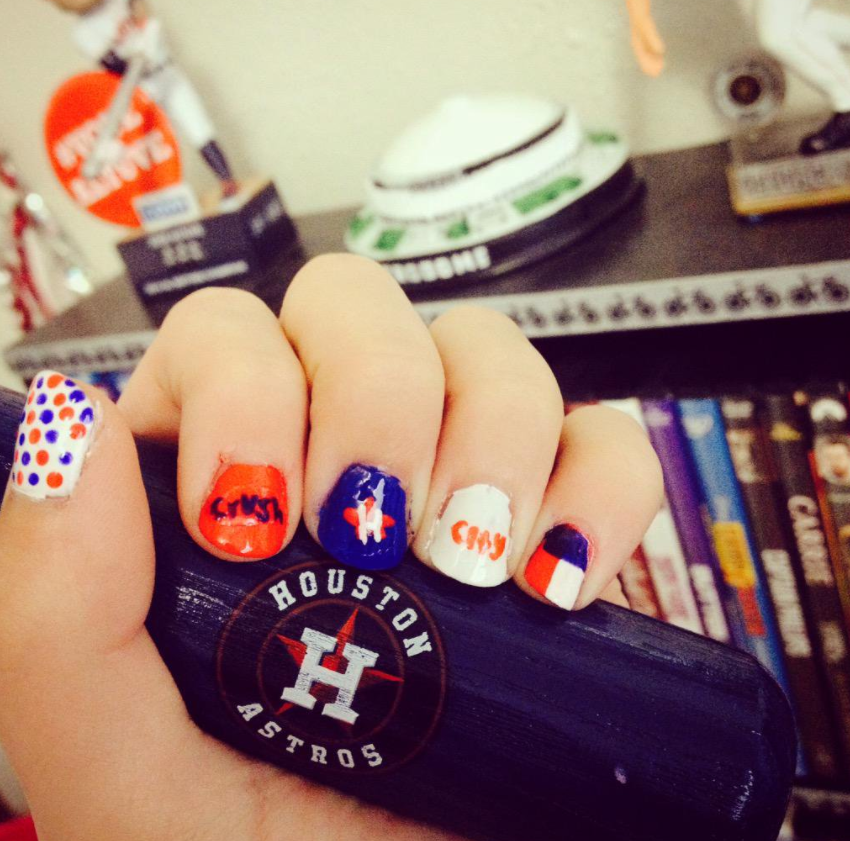 Houston Astros Baseball Nail Art Ideas & Designs