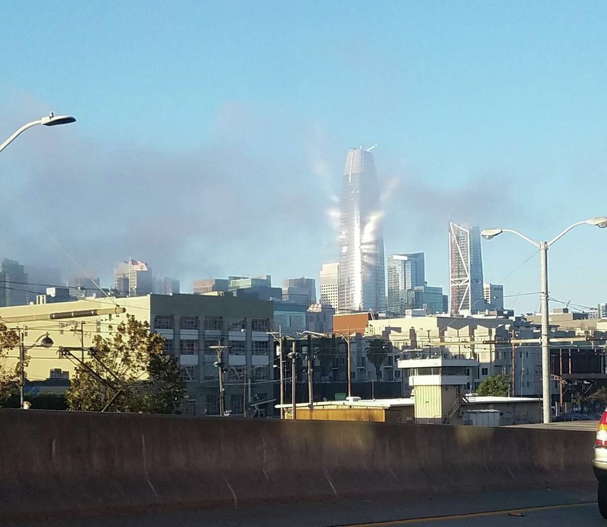 What's going on with the Salesforce Tower in this photo?