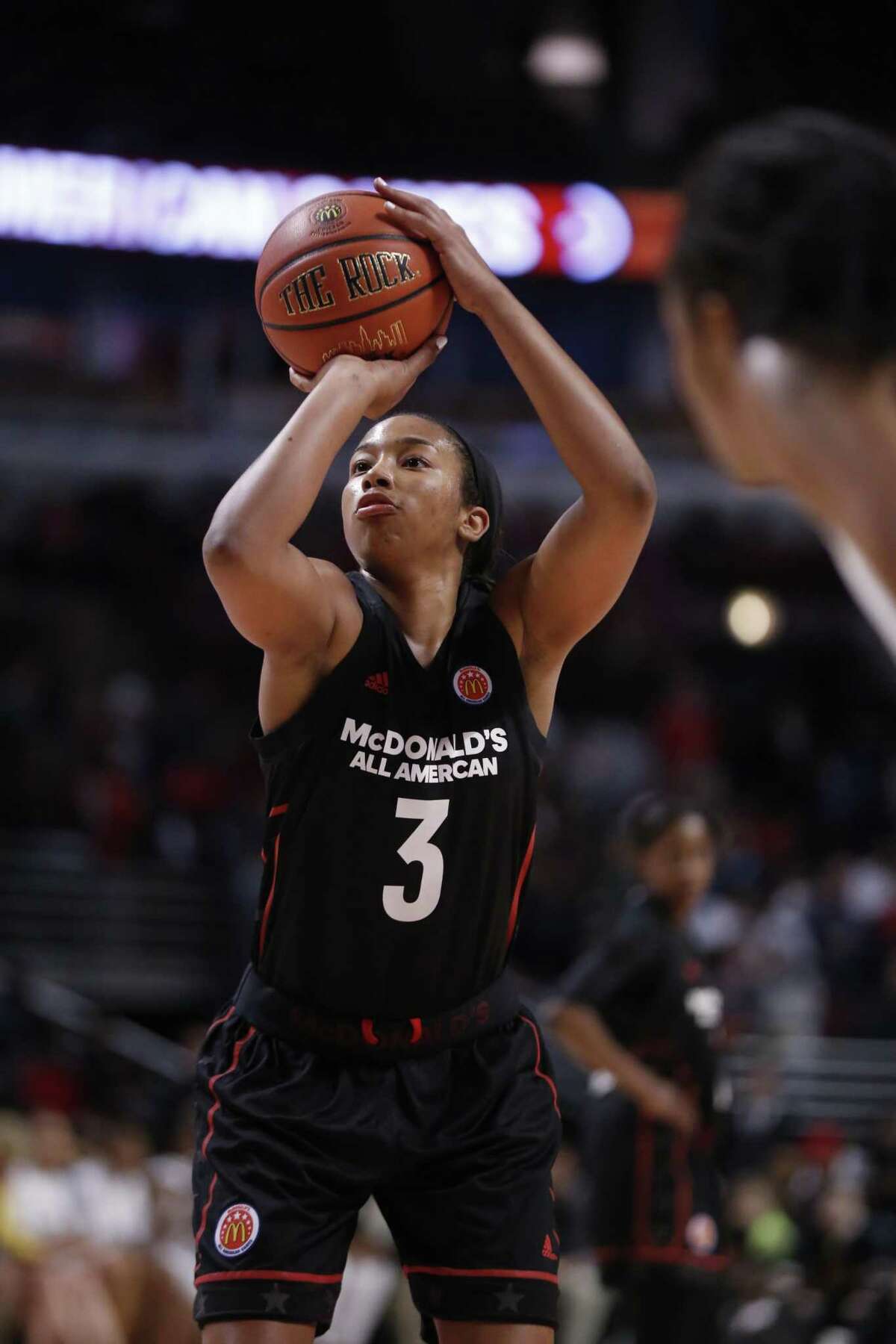 Megan Walker shoots a free throw during the McDonald’s All-American game on March 29 in Chicago.
