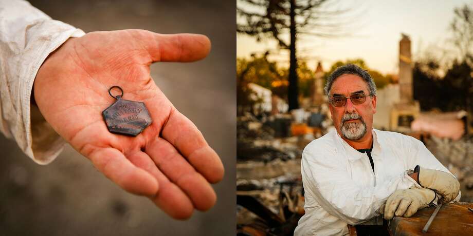 Curtis Martin, 57 stands for a portrait on the property of his destroyed home in the Coffey Park neighborhood of Santa Rosa, Calif., on Tuesday, Oct. 24, 2017. He lived in his home for 24 years before it was destroyed in the Tubbs fire.   On the one thing he wanted to find he said, "I found my Air Force Commendation medal that I got in 1982 and it meant a lot to me. I'm just really glad that I found it. I've been here four days and I found this in thirty-minutes on the first day and its like score!  It was in a little metal case and it was protected from the heat and it survived. Once I found that my biggest project was done. " Photo: Gabrielle Lurie, The Chronicle