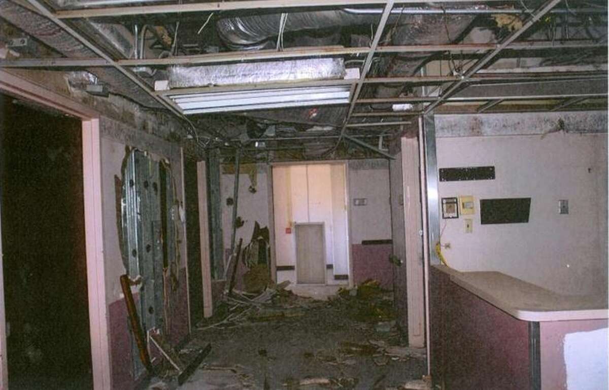 This photo taken by a Laredo Police Department investigator shows the deterioration of the interior of the Old Mercy Hospital. 