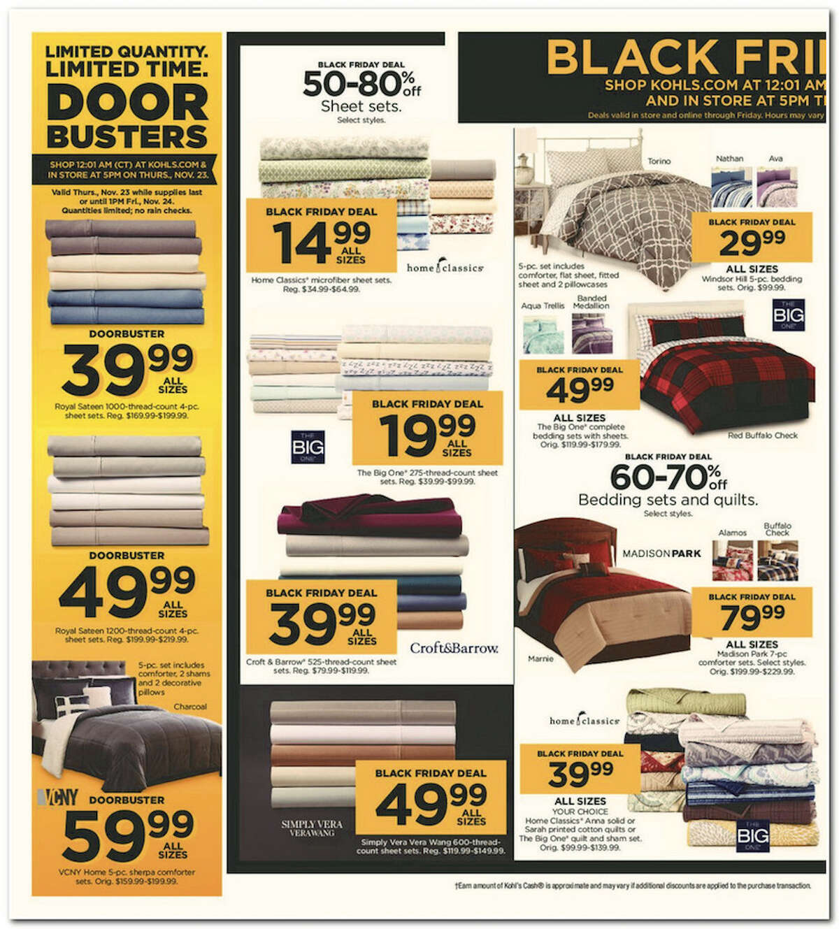 Kohl's has released its 64-page 2017 Black Friday Doorbuster ad. Prices and promotion are valid Thursday, Nov. 23 at 5 p.m. and are subject to change and availability, based on the retailer's determination.