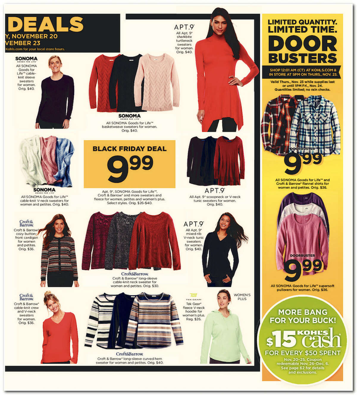 Kohl's has released its 64-page 2017 Black Friday Doorbuster ad. Prices and promotion are valid Thursday, Nov. 23 at 5 p.m. and are subject to change and availability, based on the retailer's determination.