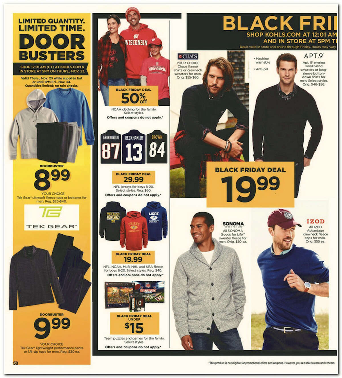 Kohl's has released its 64-page 2017 Black Friday Doorbuster ad. Prices and promotion are valid Thursday, Nov. 23 at 5 p.m. and are subject to change and availability, based on the retailer's determination.