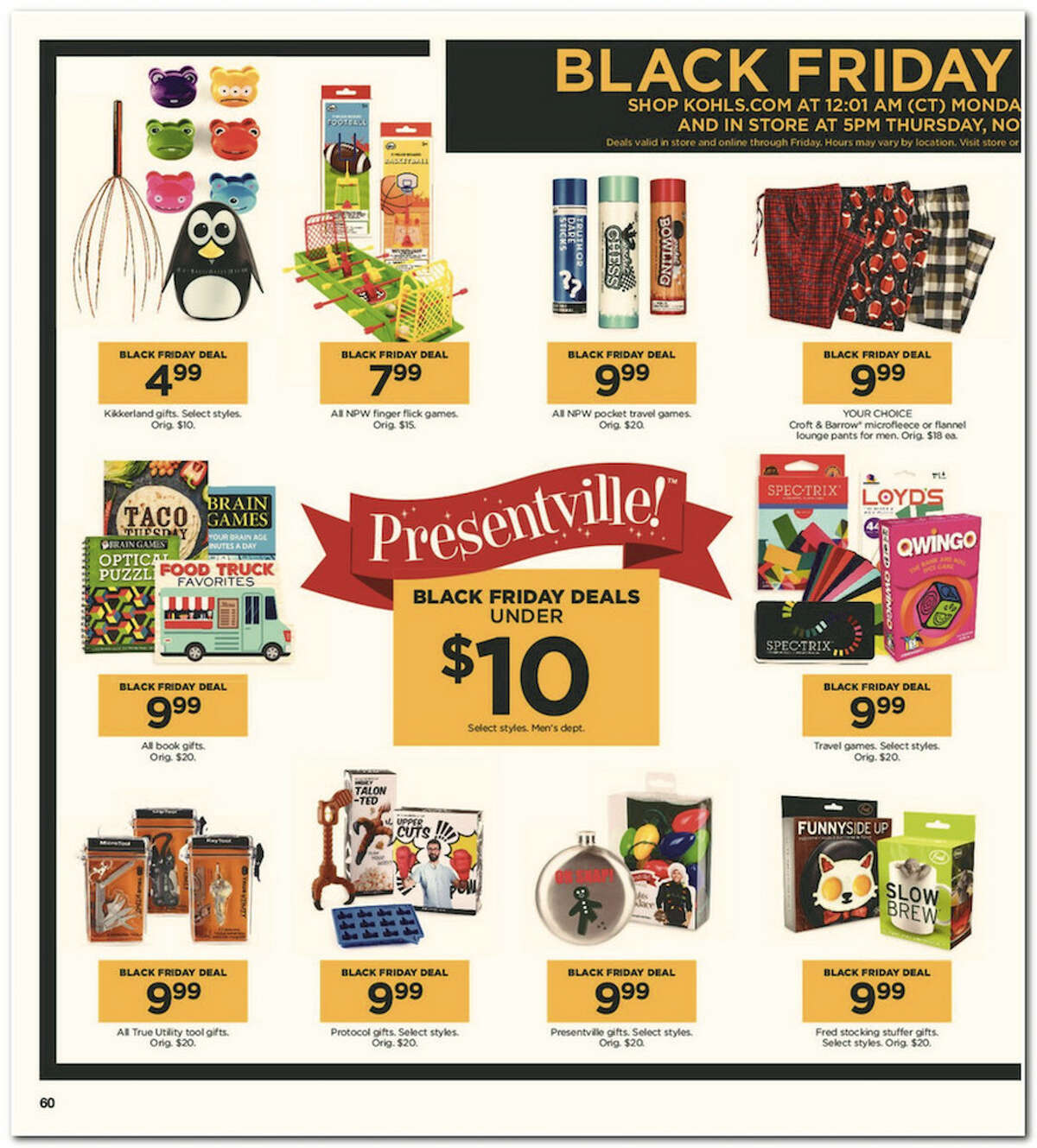 Kohl's has released its 64-page 2017 Black Friday Doorbuster ad. Prices and promotion are valid Thursday, Nov. 23 at 5 p.m. and are subject to change and availability, based on the retailer's determination.