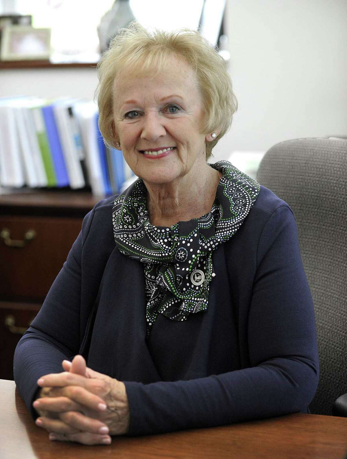 Newtown First Selectman Pat Llodra, who will be retiring when her term ends in November, talks about her time in office, Friday, May 26, 2017.
