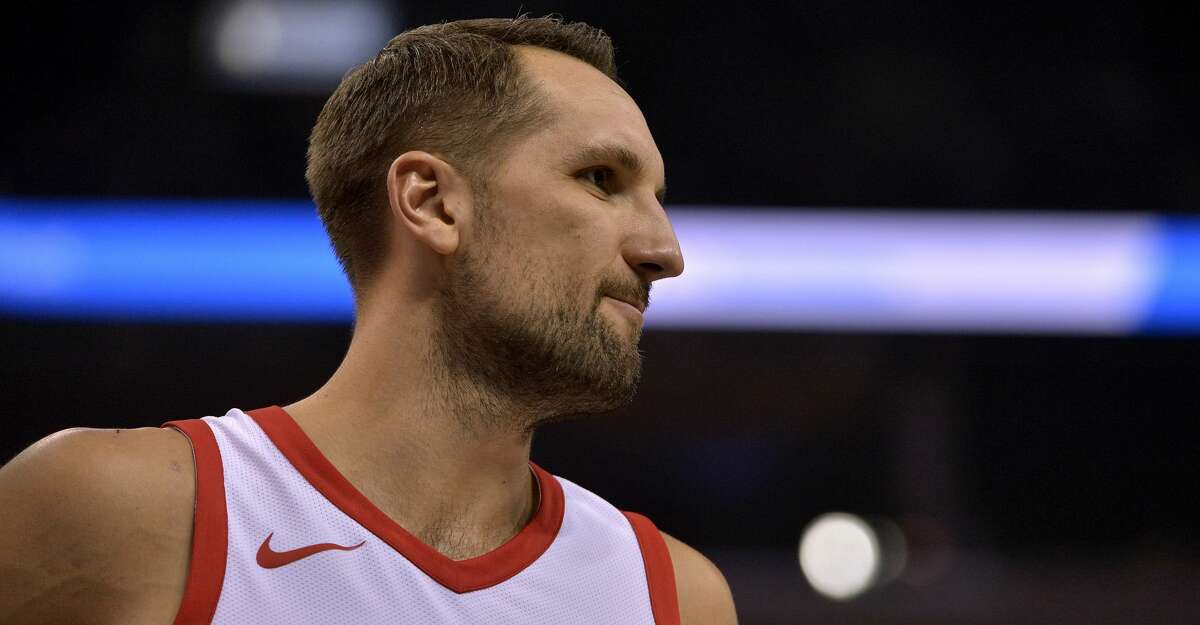 Houston Rockets forward Ryan Anderson plays in the second half of an NBA basketball game against the Memphis Grizzlies Saturday, Oct. 28, 2017, in Memphis, Tenn. (AP Photo/Brandon Dill)