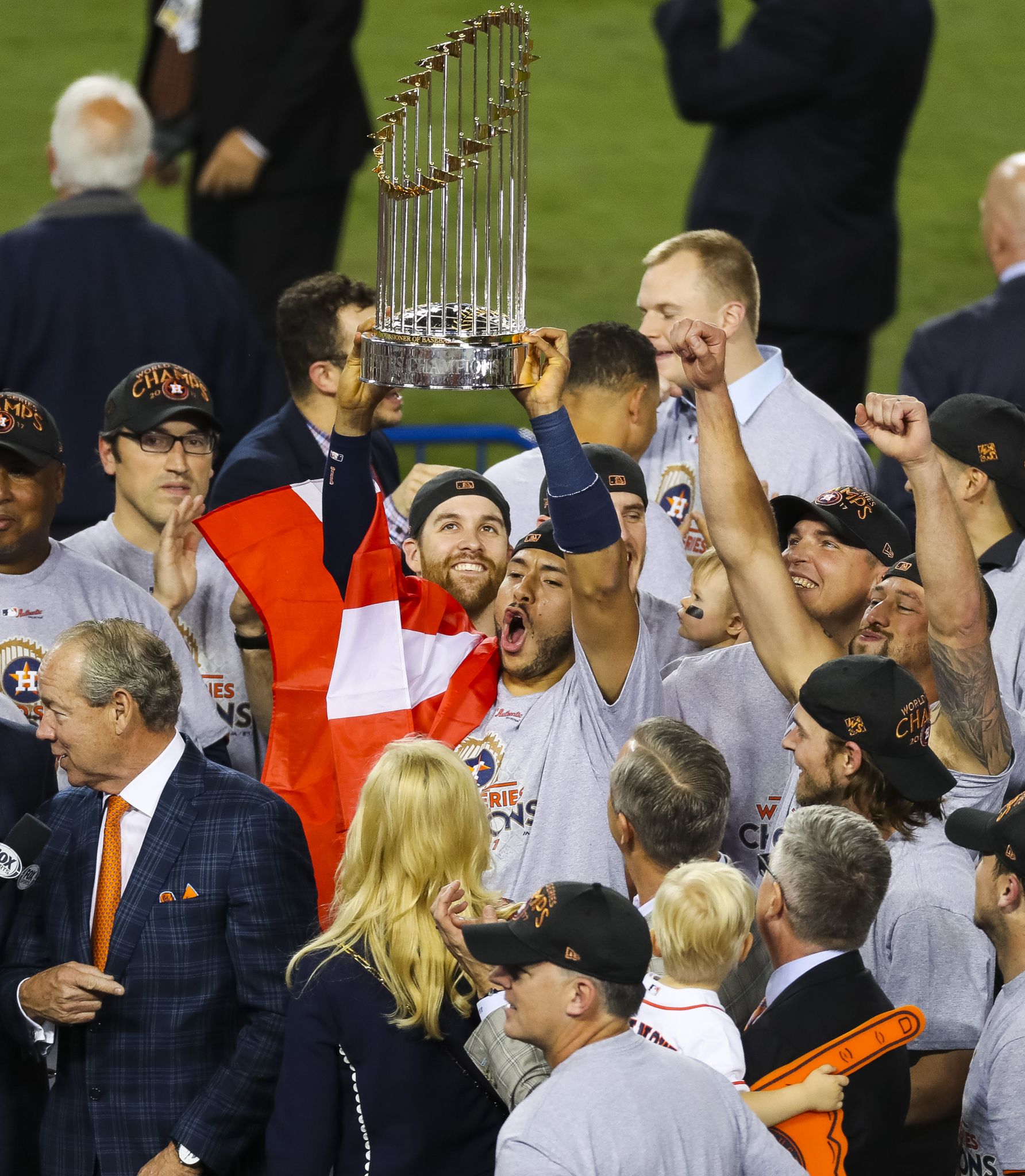 Houston Astros World Series trophy photo op at Minute Maid Park as