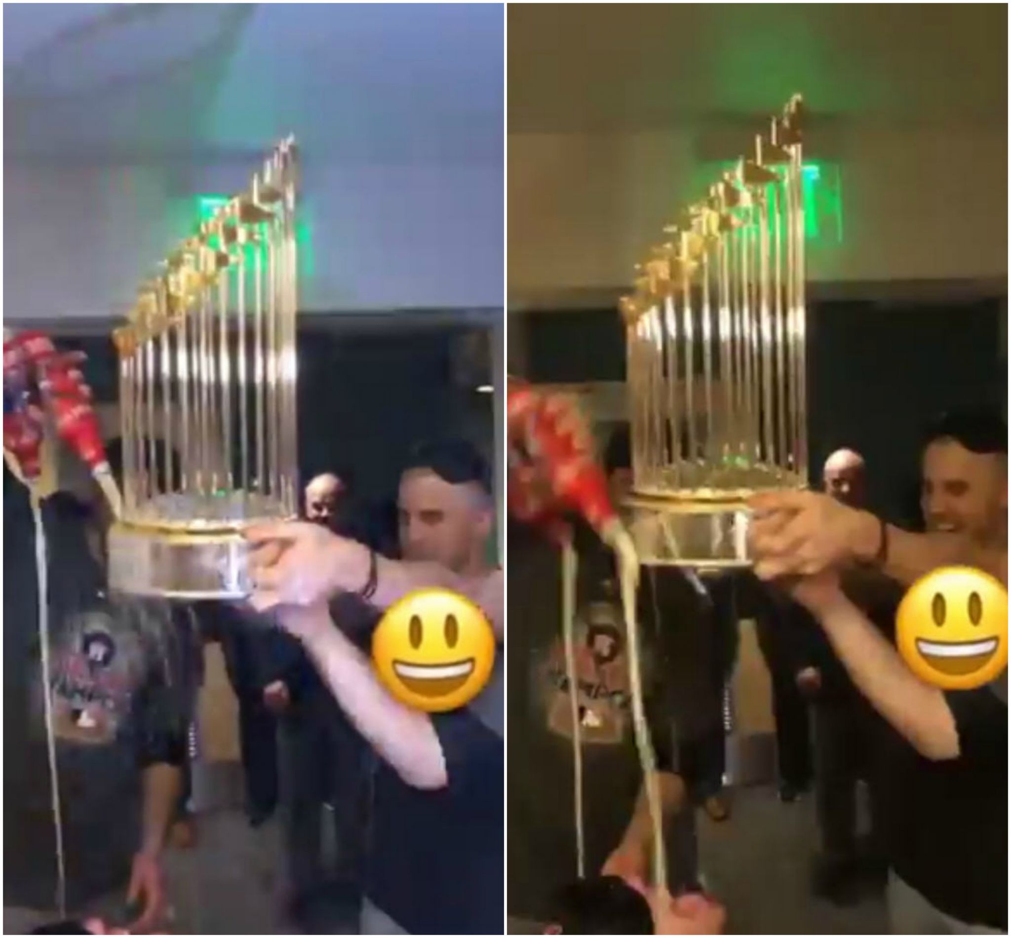 Video: Dusty Baker does beer luge after winning World Series