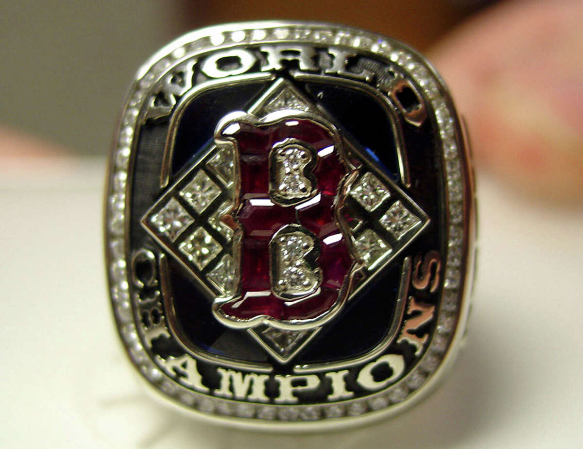 A Boston Red Sox 2004 World Series ring appears in this undated handout photo provided by the Boston Herald newspaper. (AP Photo/Boston Herald)