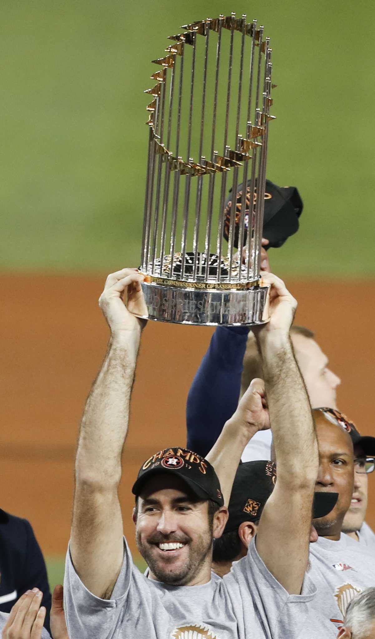 Manager A.J. Hinch the first to take the Astros' World Series trophy home