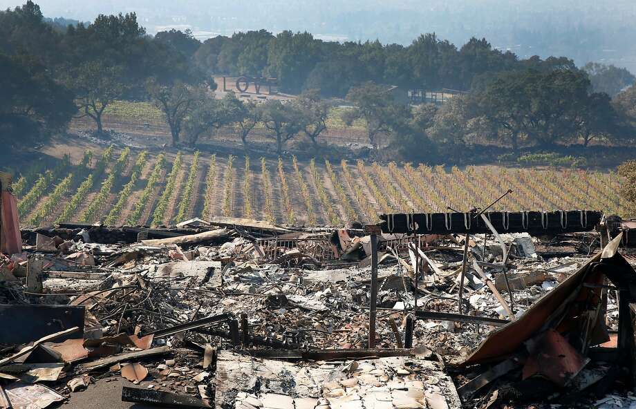 The tasting room of the Paradise Ridge Winery, with views overlooking the vineyards, lies in ruins in Santa Rosa, Calif., on Thursday, Oct. 12, 2017 after the Tubbs Fire destroyed virtually everything in its path Monday morning. Photo: Paul Chinn, The Chronicle