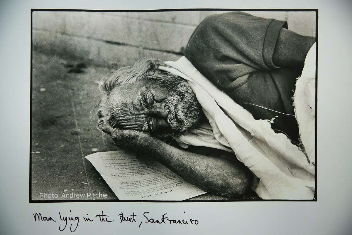 A photograph by Andrew Ritchie during the "Voice of the Central City: The Tenderloin Times, 1977-94" exhibit at the Tenderloin Museum on Thursday, Nov. 2, 2017, in San Francisco, Calif. A new exhibit honors the Tenderloin Times, the now-shuttered neighborhood newspaper begun by three homeless men.