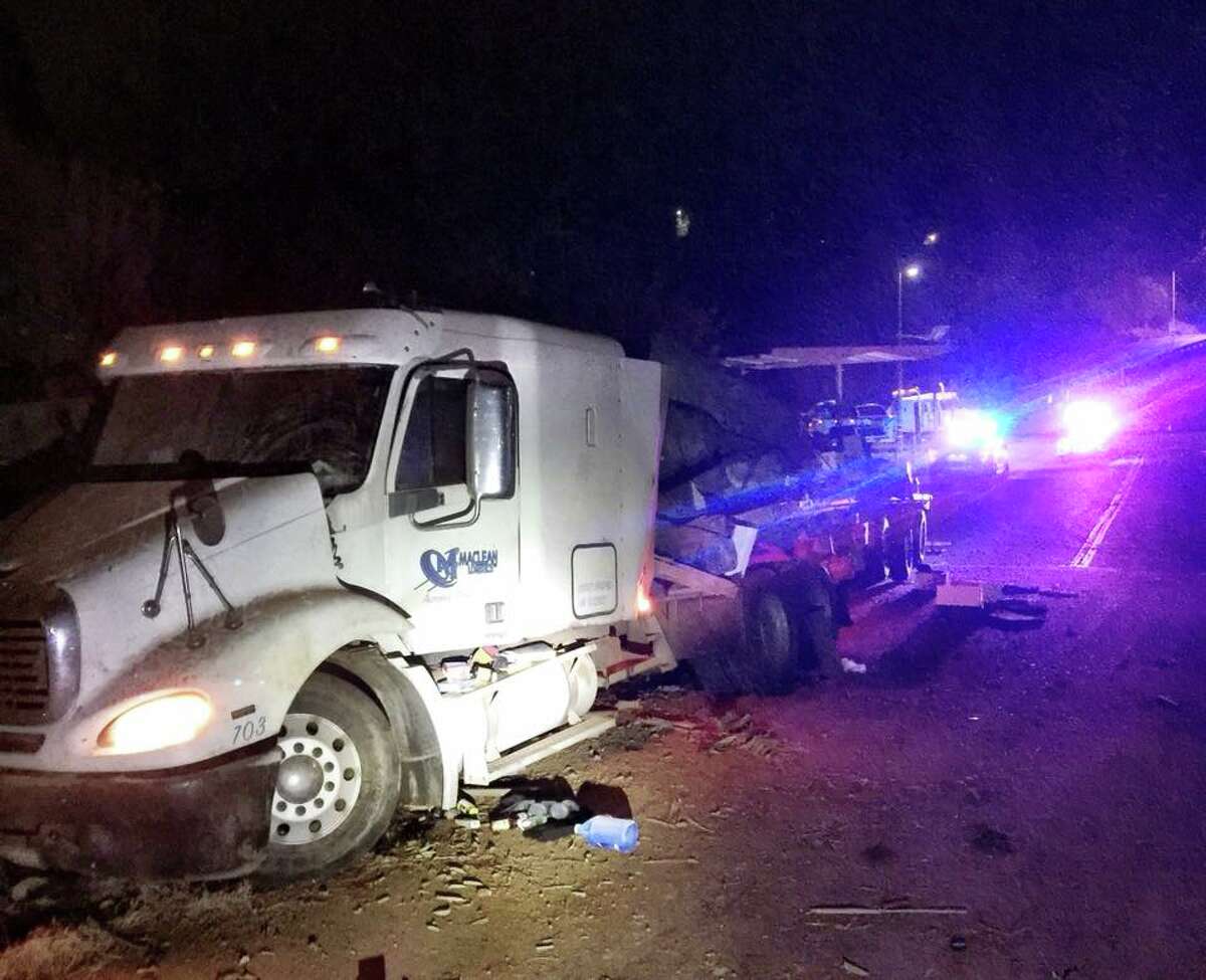 A big rig full of bee hives crashed in Auburn on Thursday night, police said.
