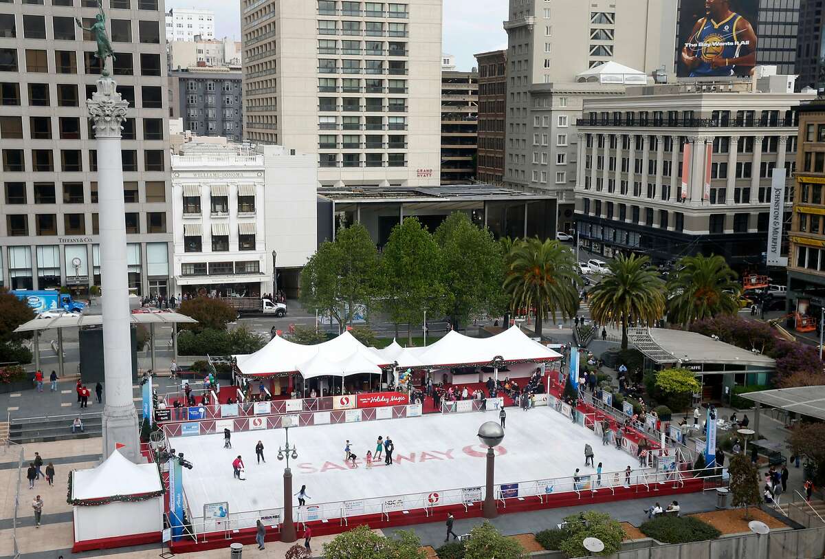 The ice skating rink is open for the holiday season at Union Square in San Francisco, Calif. on Friday, Nov. 3, 2017.