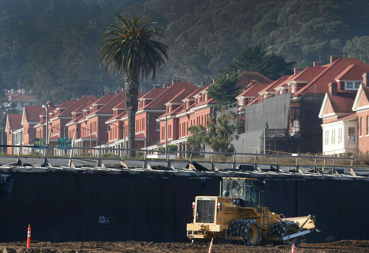 Construction work continues on the Presidio Tunnel Tops landscaping project in San Francisco, Calif. on Wednesday, Nov. 1, 2017. When completed, the landscaping will completely cover the Presidio Parkway tunnels and bridge the gap between the main post and Crissy Field.