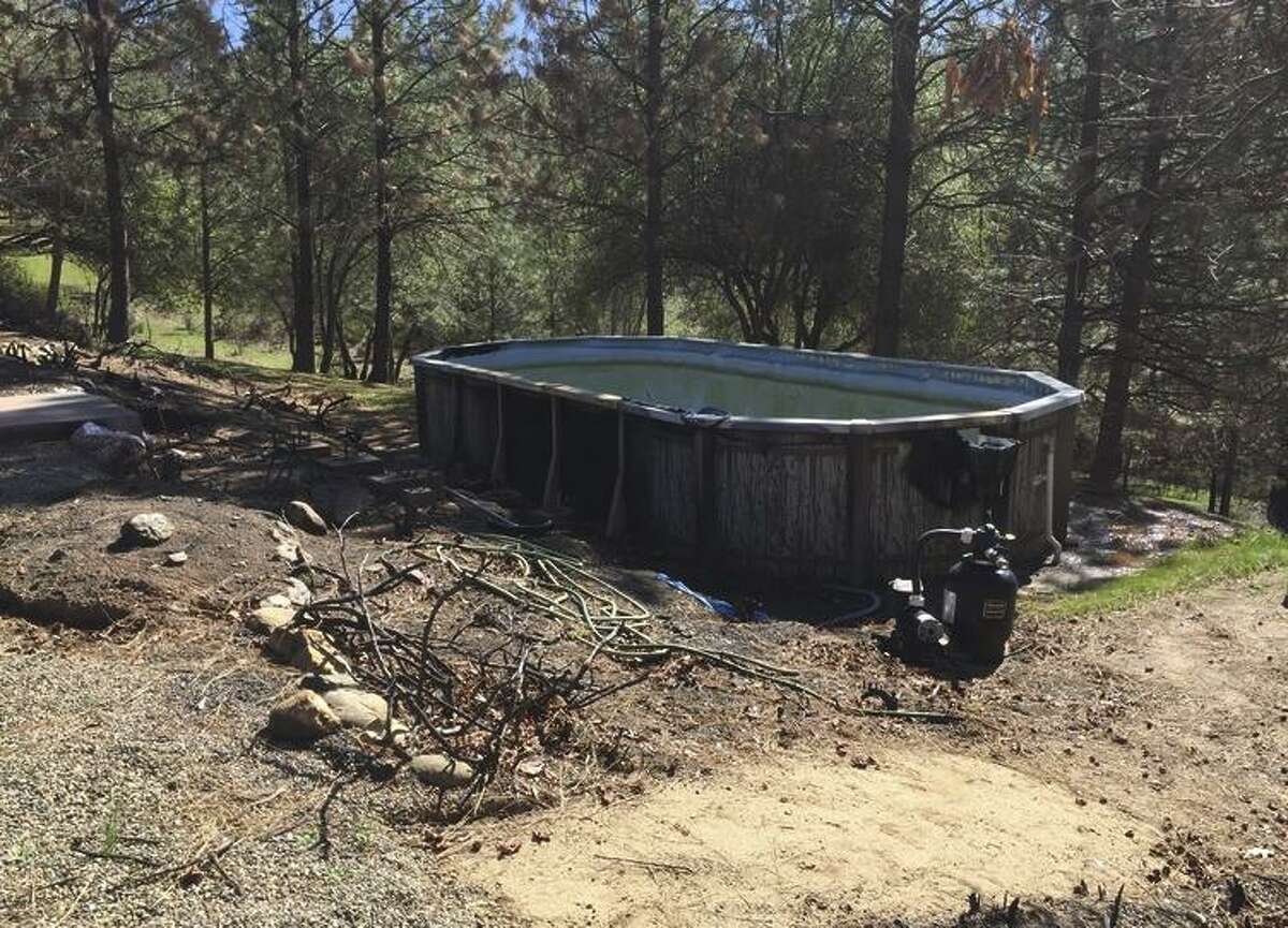 The pool and deck burned in the 2015 Butte Fire.