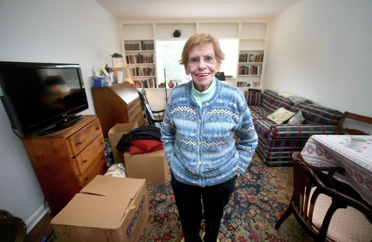 Frances "Bitsie" Clark is photographed in her new home at the Whitney Center in Hamden on November 2, 2017.