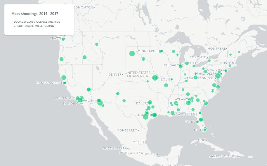 Map shows more than 30 new mass shootings since Oct. 1