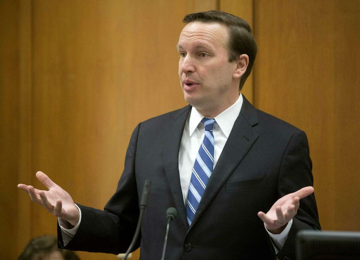 Sen. Chris Murphy, D-Conn. takes part in a panel discussion on gun violence at Norwalk Community College on Wednesday, April 19, 2017.
