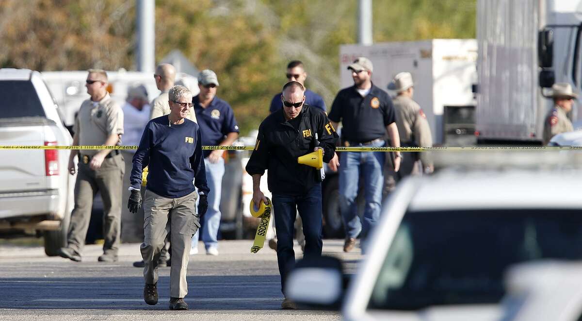 First responders work the scene of a shooting at the First Baptist Church of Sutherland Springs Sunday Nov 5, 2017.