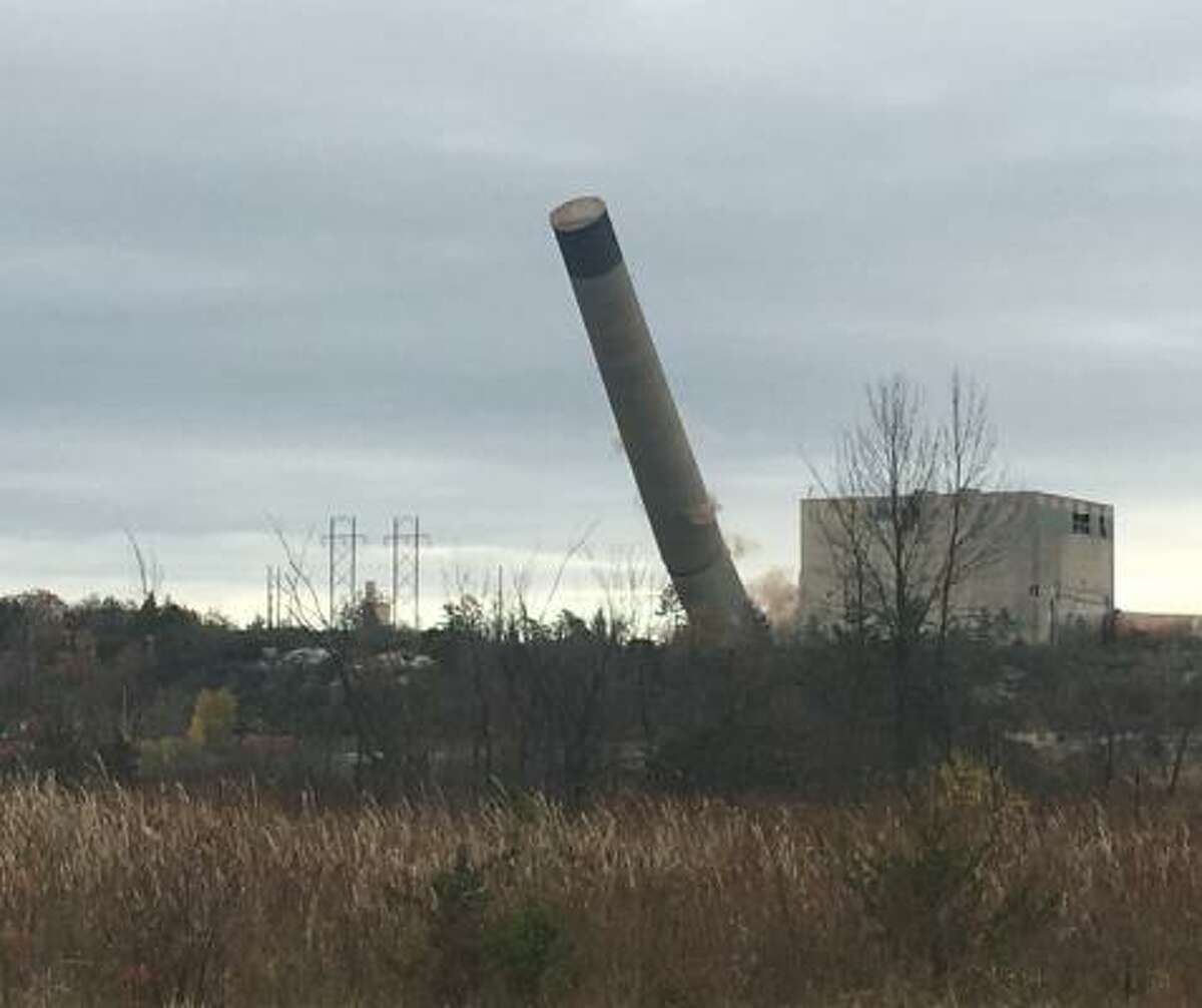 FILE — A smoke stack at the Lafarge cement plant on Route 9W was detonated and demolished Sunday, Nov. 4, 2017. (Columbia-Greene Media)