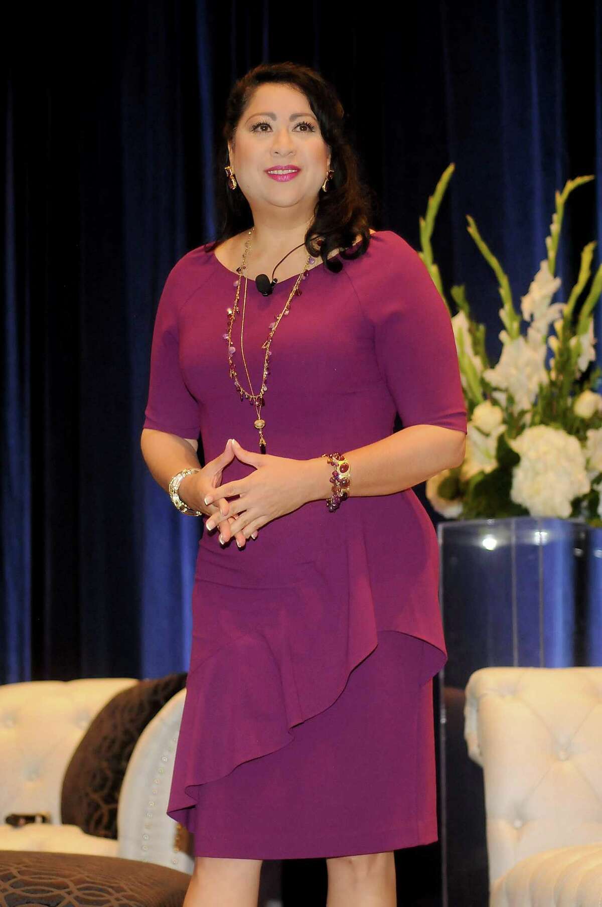Houston Hispanic Chamber of Commerce president Dr. Laura Murillo speaks at the Hispanic Chamber of Commerce's annual Women's Leadership Conference and Business Expo at the Royal Sonesta Hotel Friday June 30, 2017. Murillo noted that the Latino community has historically shied away from participating in census surveys.