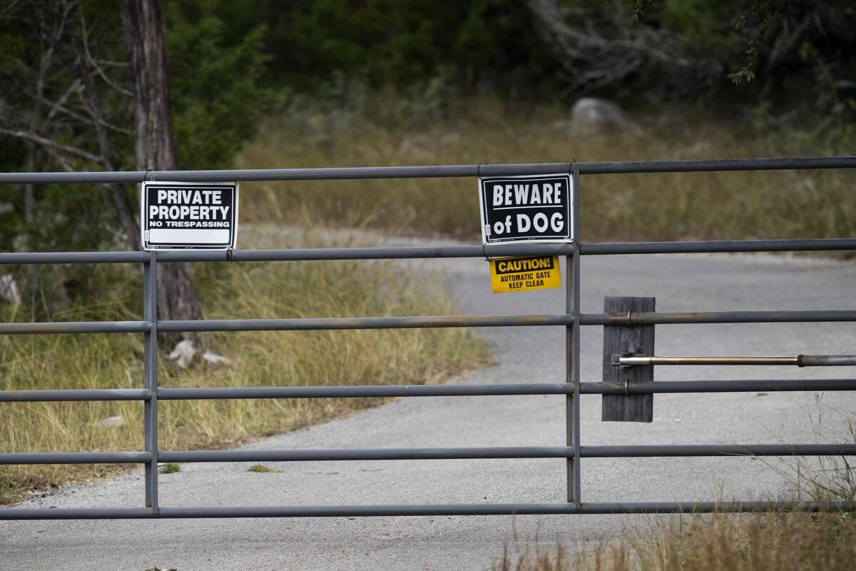 NEW BRAUNFELS, TX - NOVEMBER 6: The gate of the home and property of Devin P. Kelley November 6, 2017 near New Braunfels, Texas. Kelley was the alledged gunman that killed at least 26 people and as many as 20 injured in mass shooting at First Baptist Church in Sutherland Springs, Texas. (Photo by Erich Schlegel/Getty Images)
