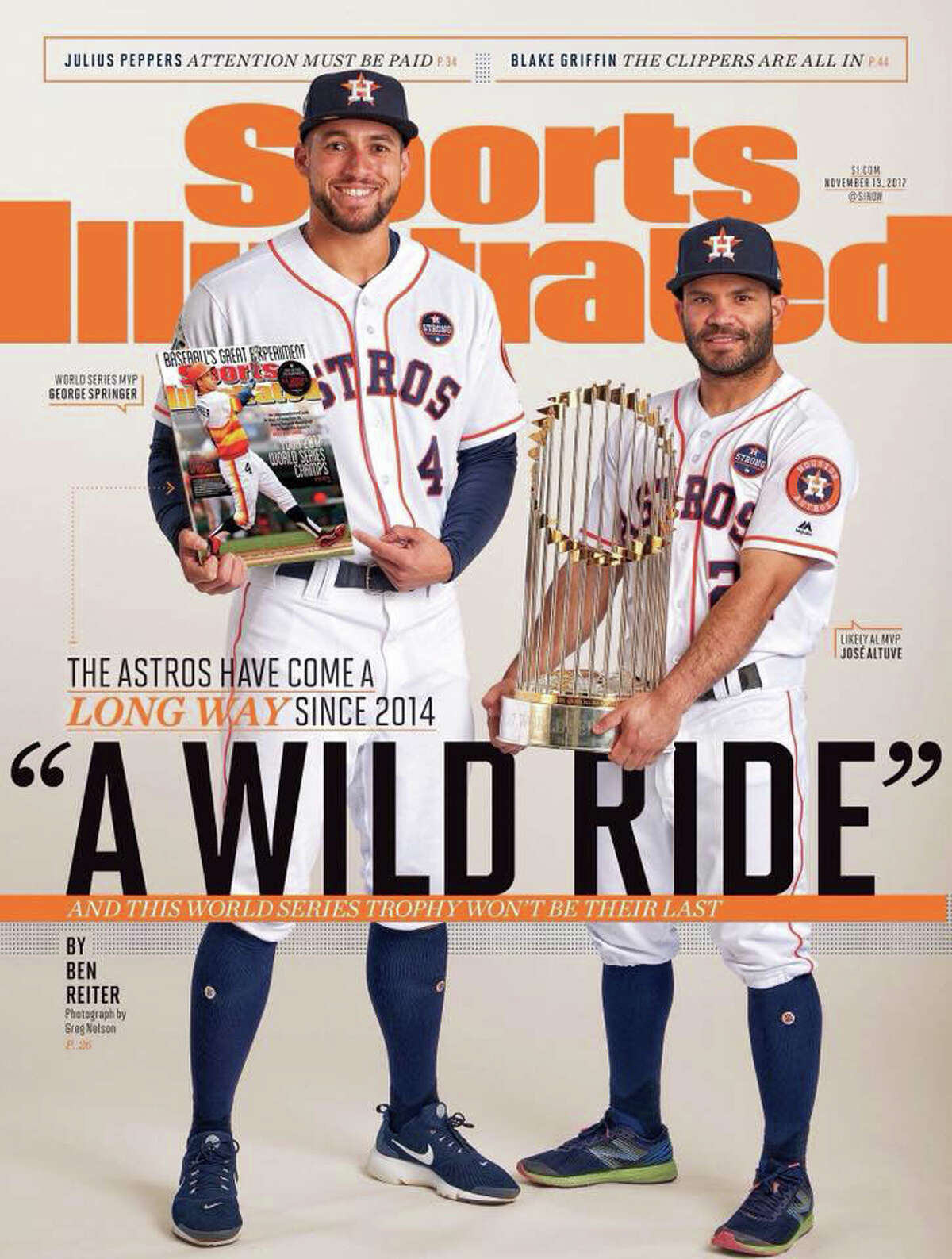 PHOTOS: Sports Illustrated covers featuring Houston teams The Astros' George Springer and Jose Altuve appear on the cover of the Nov. 13, 2017 issue of Sports Illustrated. Browse through the photos above for a look at Sports Illustrated covers featuring Houston teams.