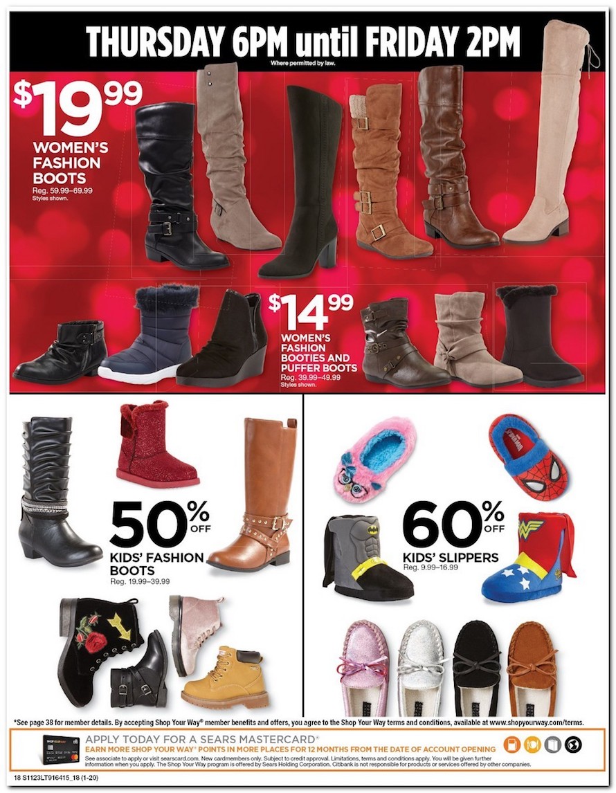 Sears black clearance friday 2018 boots