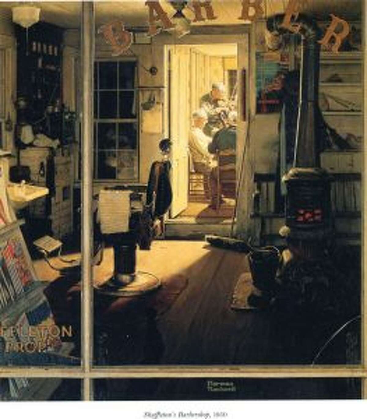 “Shuffleton’s Barbershop” was a Norman Rockwell illustration for the cover of The Saturday Evening Post in 1950. The original painting is among those listed to be auctioned to raise money for the Berkshire Museum.