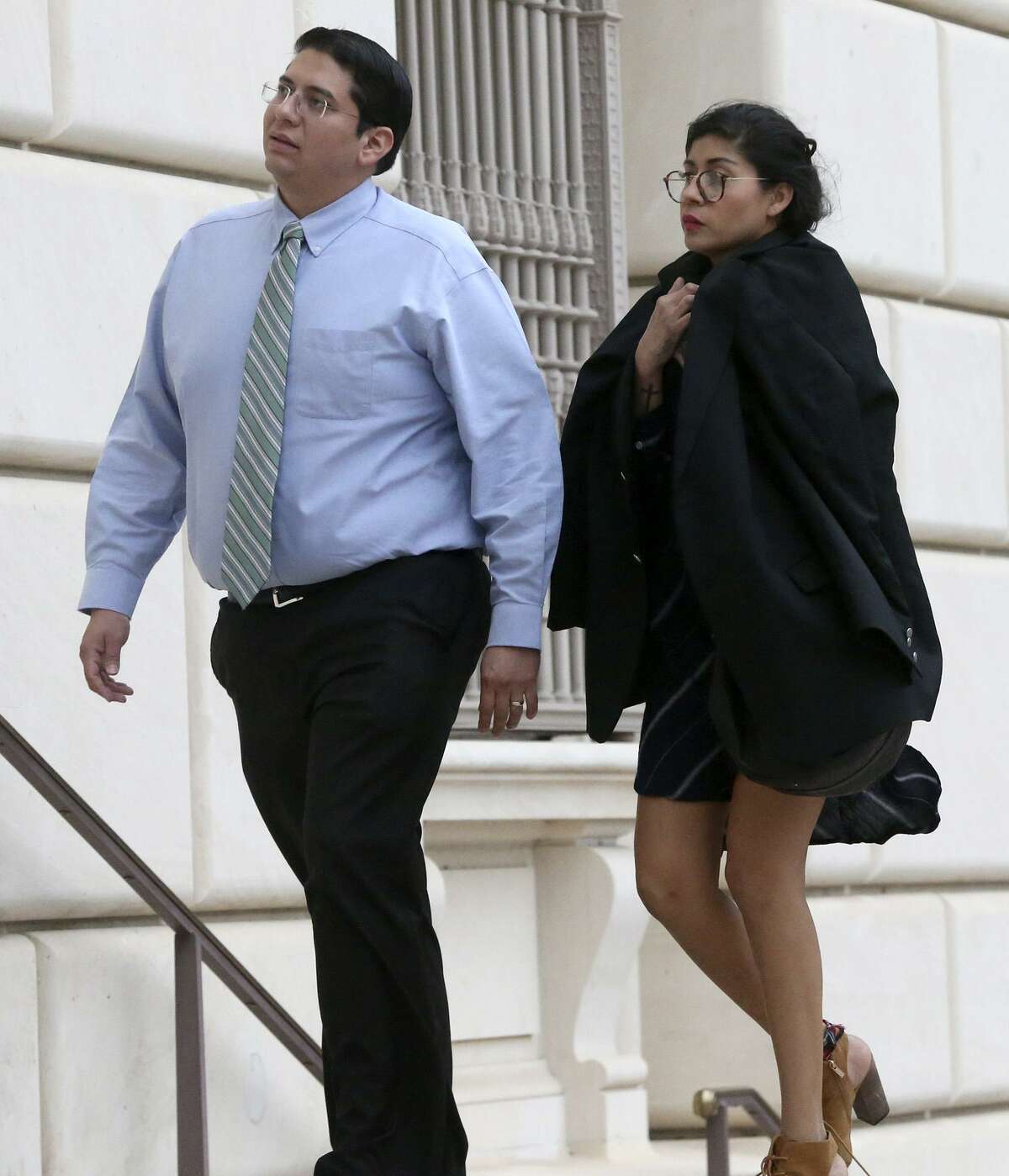 Witness Denise Cantu (right) enters the Hipolito Garcia Federal Courthouse in San Antonio Wednesday November 8, 2017. Cantu is a star witness in the criminal fraud trial of state Senator Carlos Uresti. In the bankruptcy case, the trustee is seeking to recover money from an early investor in FourWinds Logistics for the benefit of the bankruptcy estate. Cantu invested hundreds of thousands of dollars in FourWinds Logistics.