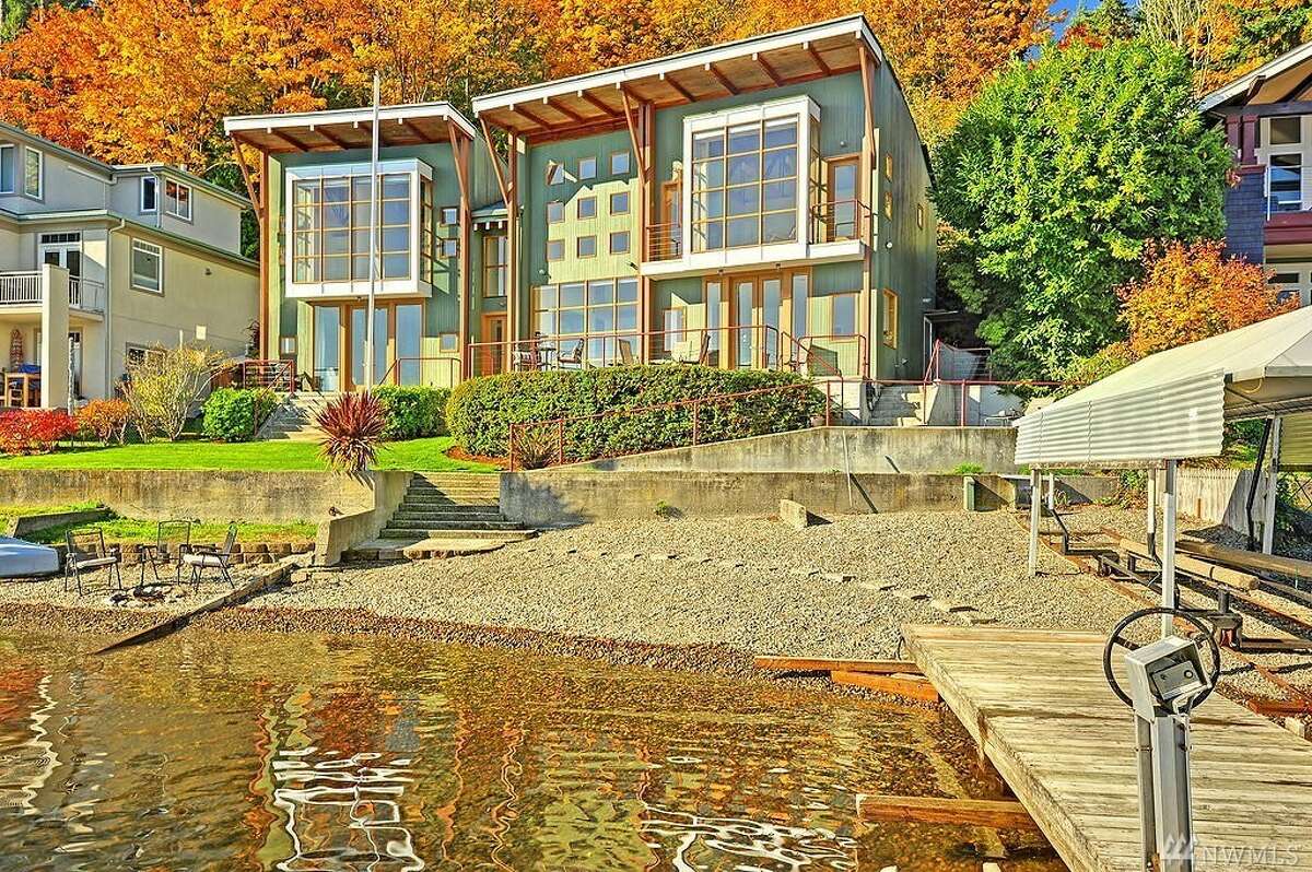 This home at 1618 W. Lake Sammamish Pkwy N.E. is listed for $2.848 million. It has three bedrooms, 3¼ bathrooms and spans 3,600 square feet. It has 85 feet of waterfront and a large dock with two boat lifts.