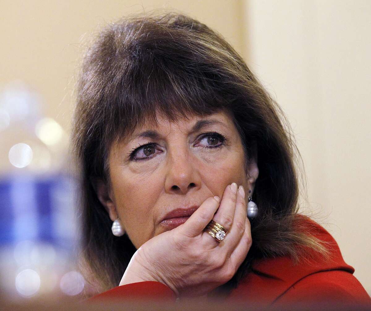 FILE - In this March 10, 2011, file photo, Rep. Jackie Speier D-Calif., listens to testimony during a hearing on Capitol Hill in Washington. One current and three former female members of Congress tell The Associated Press they have been sexually harassed or subjected to hostile sexual comments by their male colleagues while serving in the House. Speier of California has recently gone public with an account of being sexually assaulted by a male chief of staff while she was a congressional staffer. (AP Photo/Alex Brandon, File)