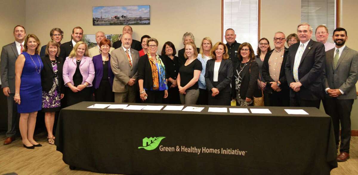 The mayors of Albany, Schenectady and Troy, along with county officials and nonprofit leaders, recently came together to create a regional Green & Healthy Homes Initiative partnership. (Submitted photo)