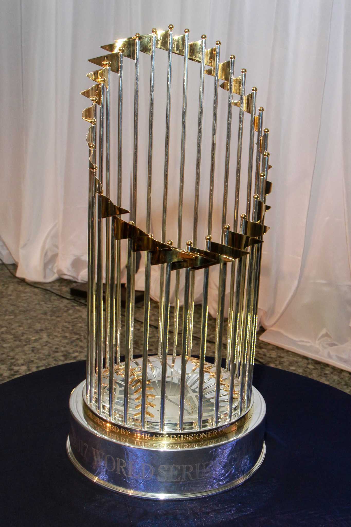 World Series trophy takes a tumble at Houston men's gala