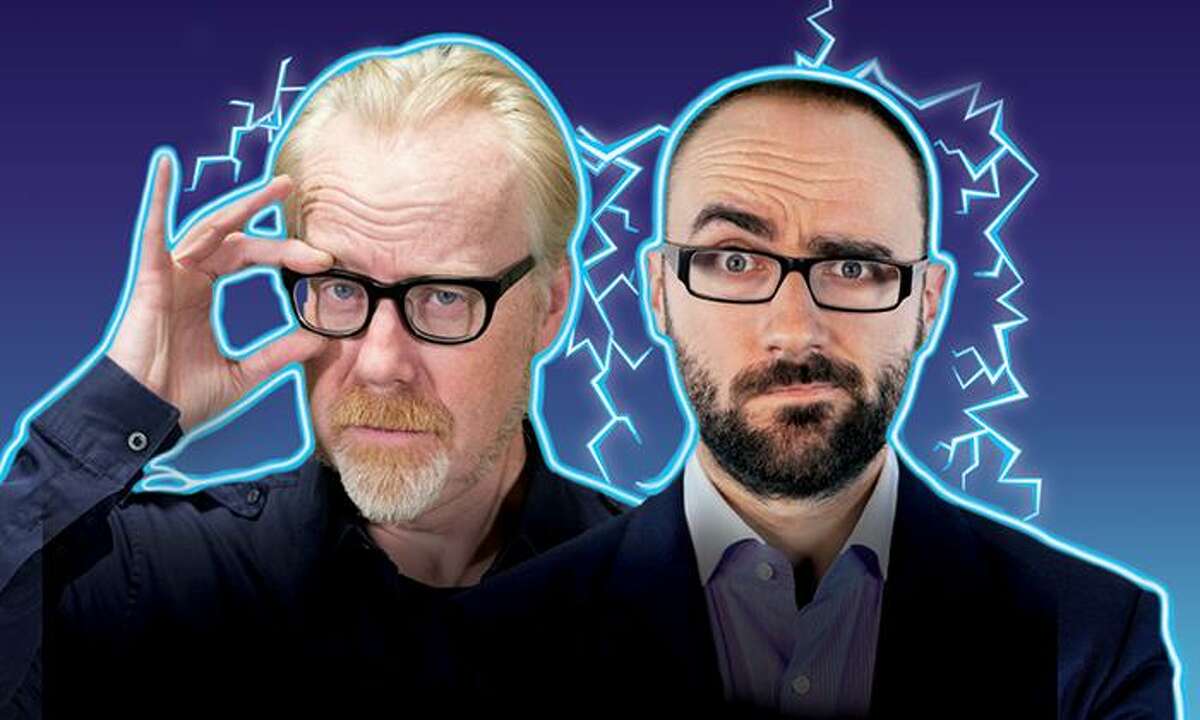 Adam Savage, left, and Michael Stevens bring “Brain Candy Live!” to the Harman Stage at Stamford’s Palace Theatre on Nov. 17.