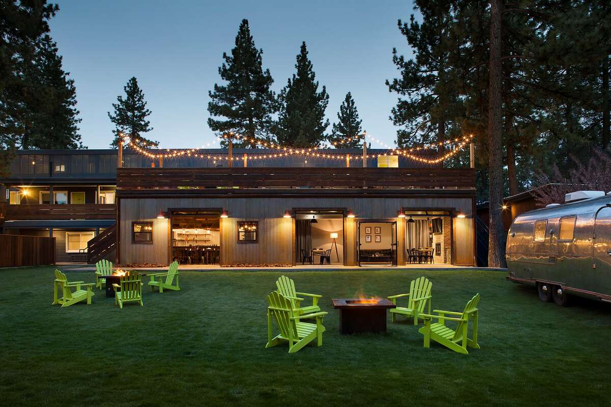 Base Camp Hotel in South Lake Tahoe, a new beer garden built around an Airstream trailer.