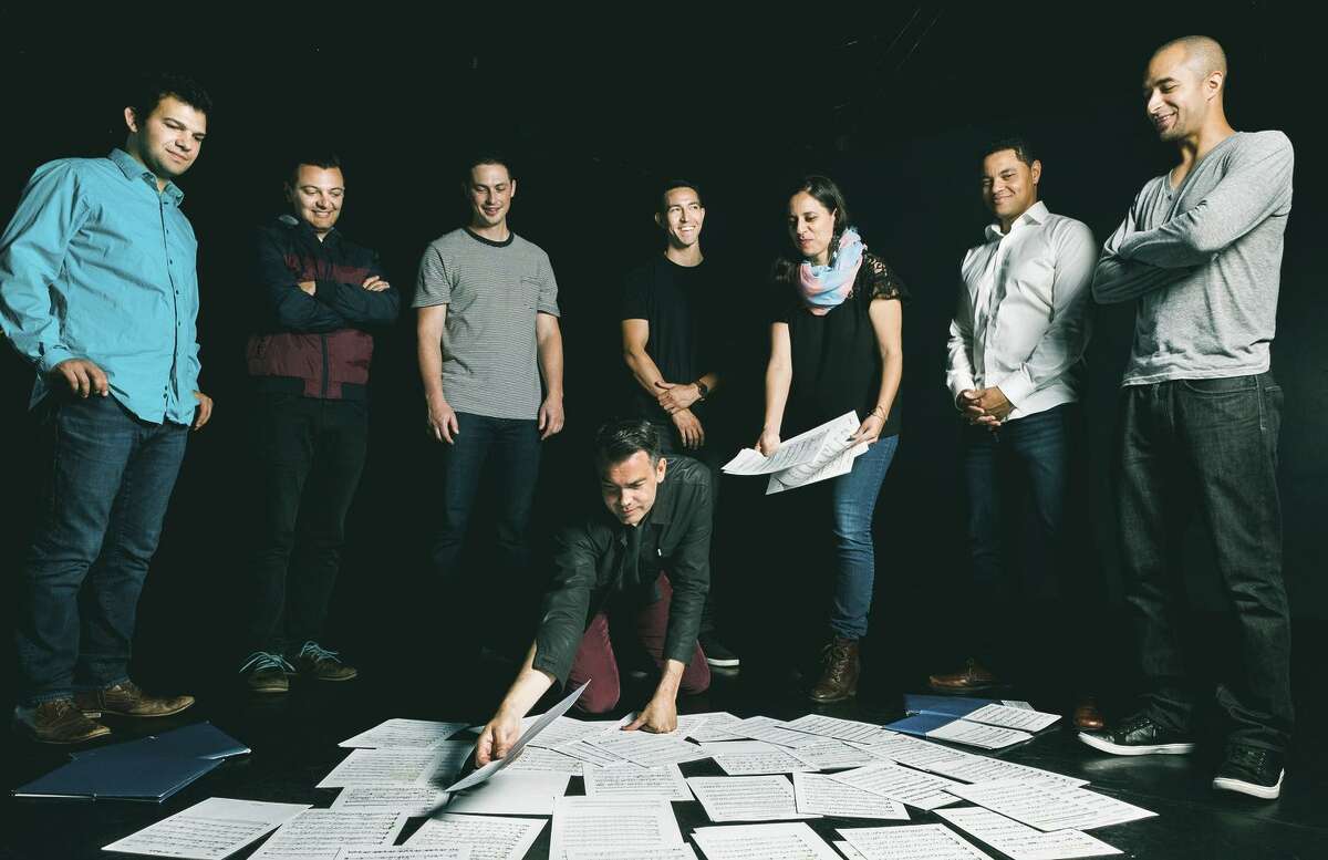 Negative Press Project features Isaac Schwartz (left), Luis Salcedo, Rafa Postel, Andrew Lion (front), Chris Sullivan, Ruthie Dineen, Lyle Link and Tony Peebles. Lion and Dineen direct the musical collective.