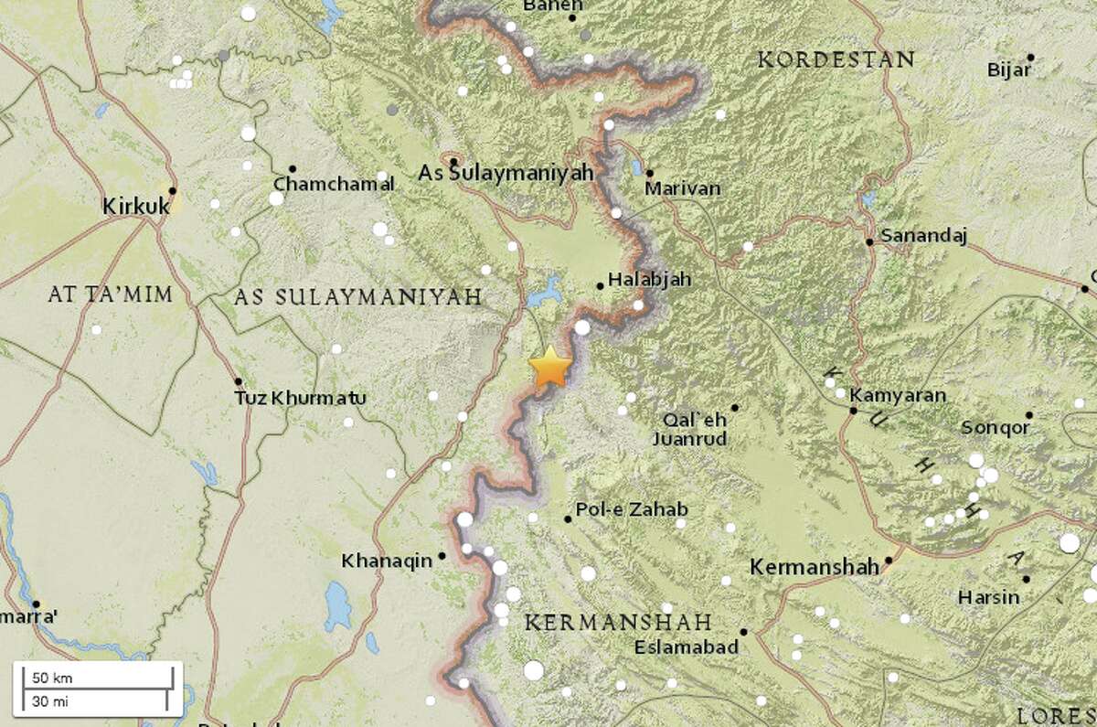Magnitude 7.2 earthquake strikes near Halabjah, Iraq