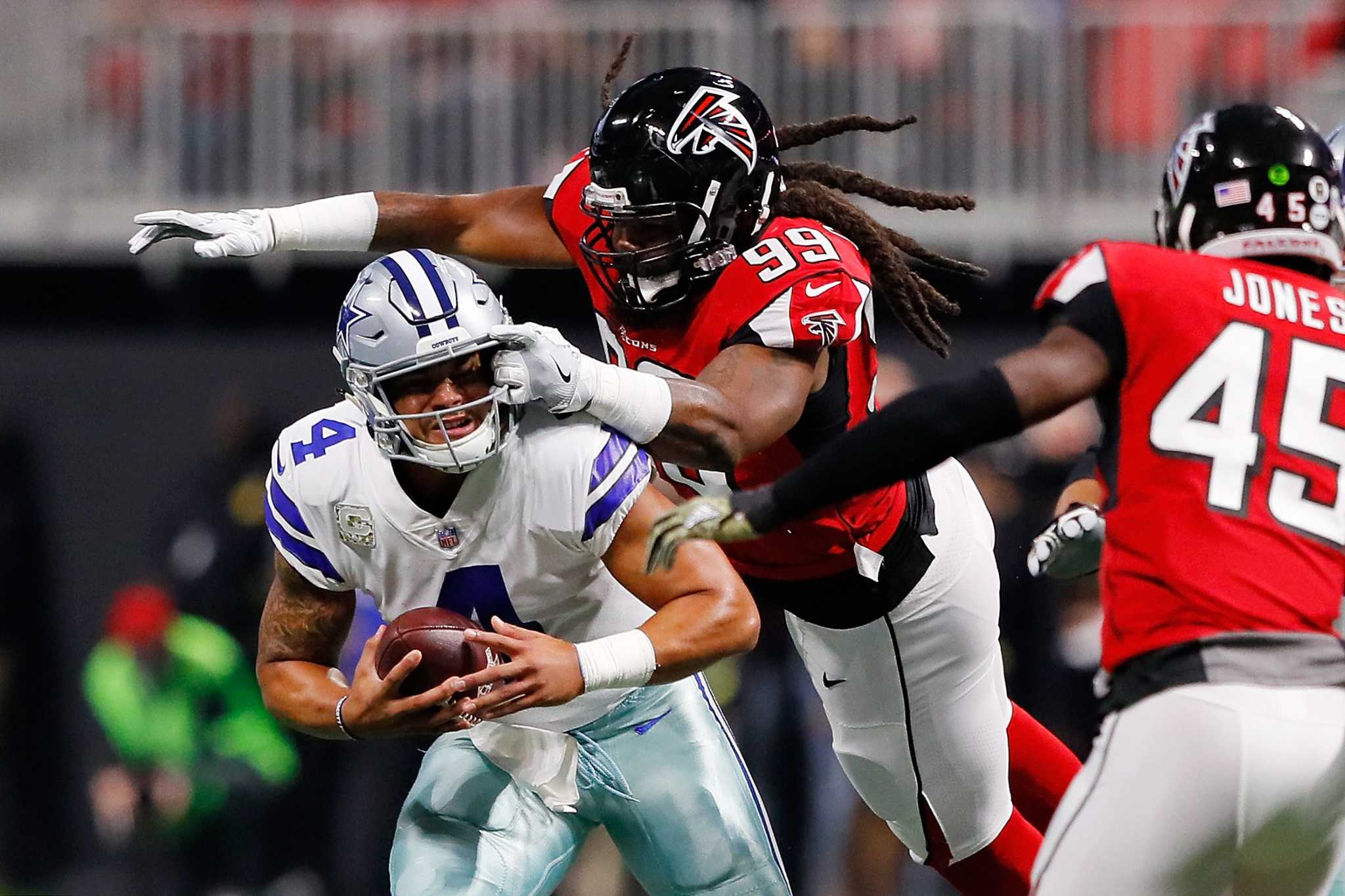 Webster Groves High grad Adrian Clayborn has 6 sacks, Falcons romp past  Cowboys 27-7