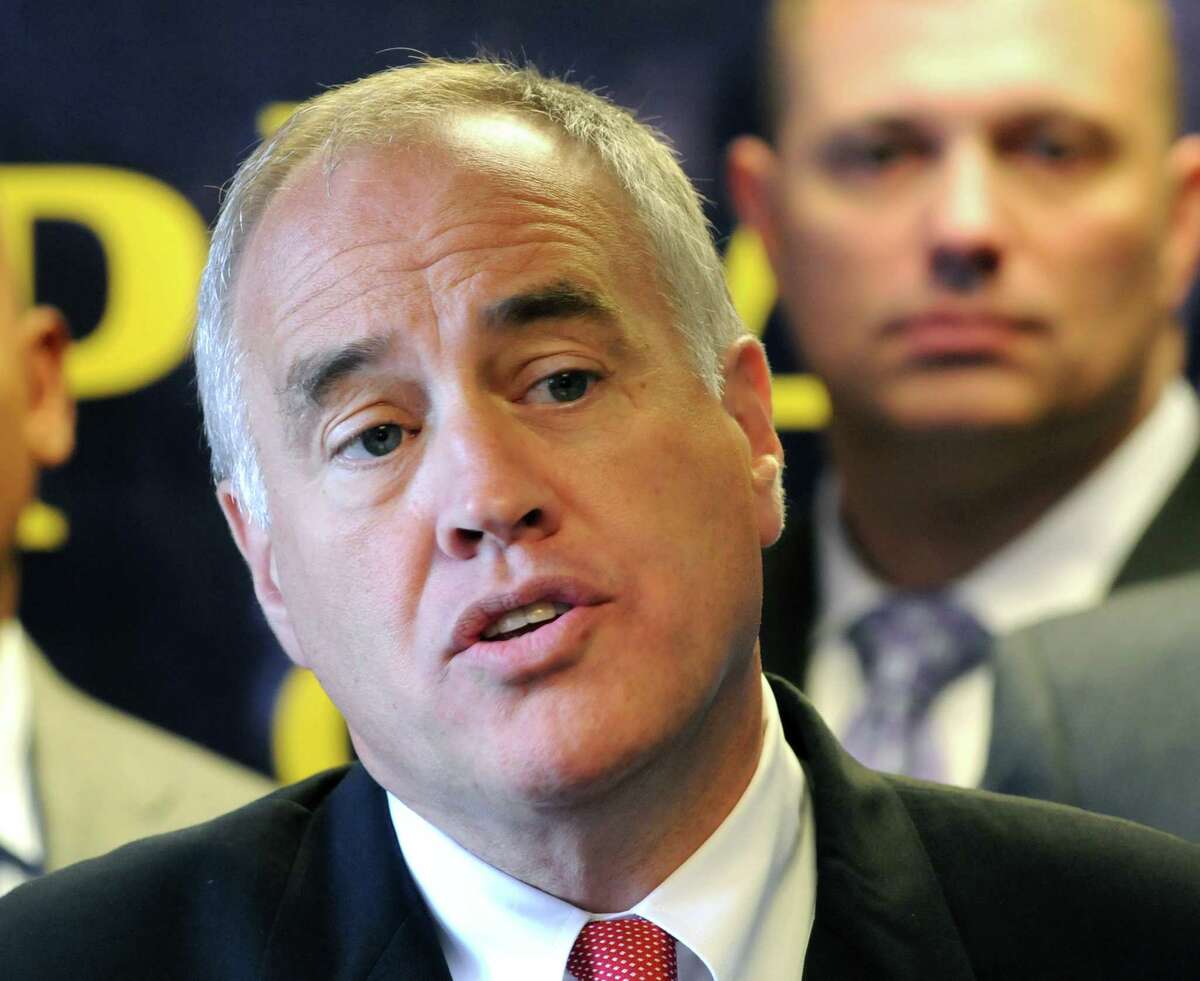 State Comptroller Tom DiNapoli speaks as the Police Benevolent Association endorses him at a news conference on Monday, Sept. 15, 2014 in Albany, N.Y. The PBA of NYS represents New York State University (SUNY) Police, the New York State Environmental Conservation Police, the New York State Park Police, and the New York State Forest Rangers. (Lori Van Buren / Times Union)