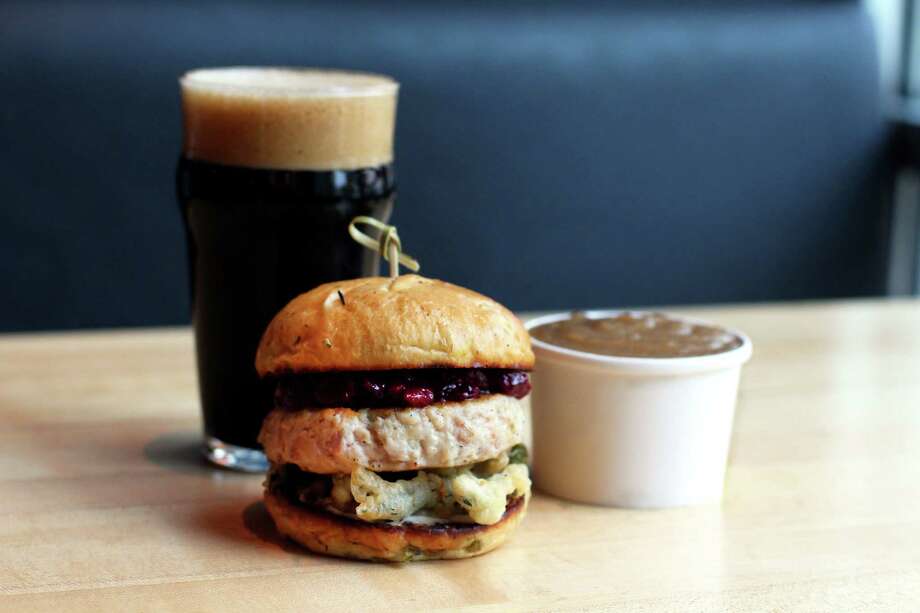 Hopdoddy Burger Bar Offers A Thanksgiving Inspired Turducken Burger With Fried Green Beans And Cranberry Hopdoddy Burger Bar Offers A Thanksgiving Inspired Turducken Burger With Fried Green Beans And Cranberry