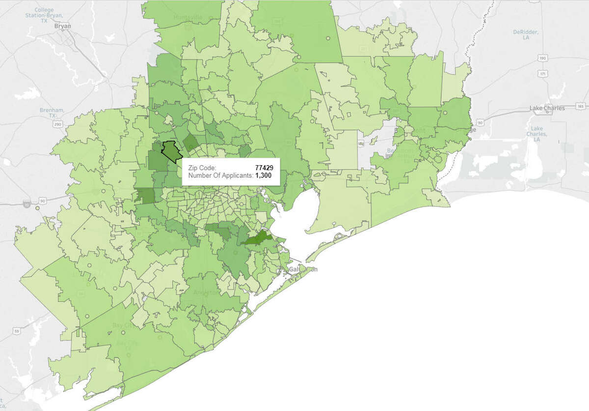 Houston ZIP codes with the most gun licenses from Sept. 2016 to Aug. 2017