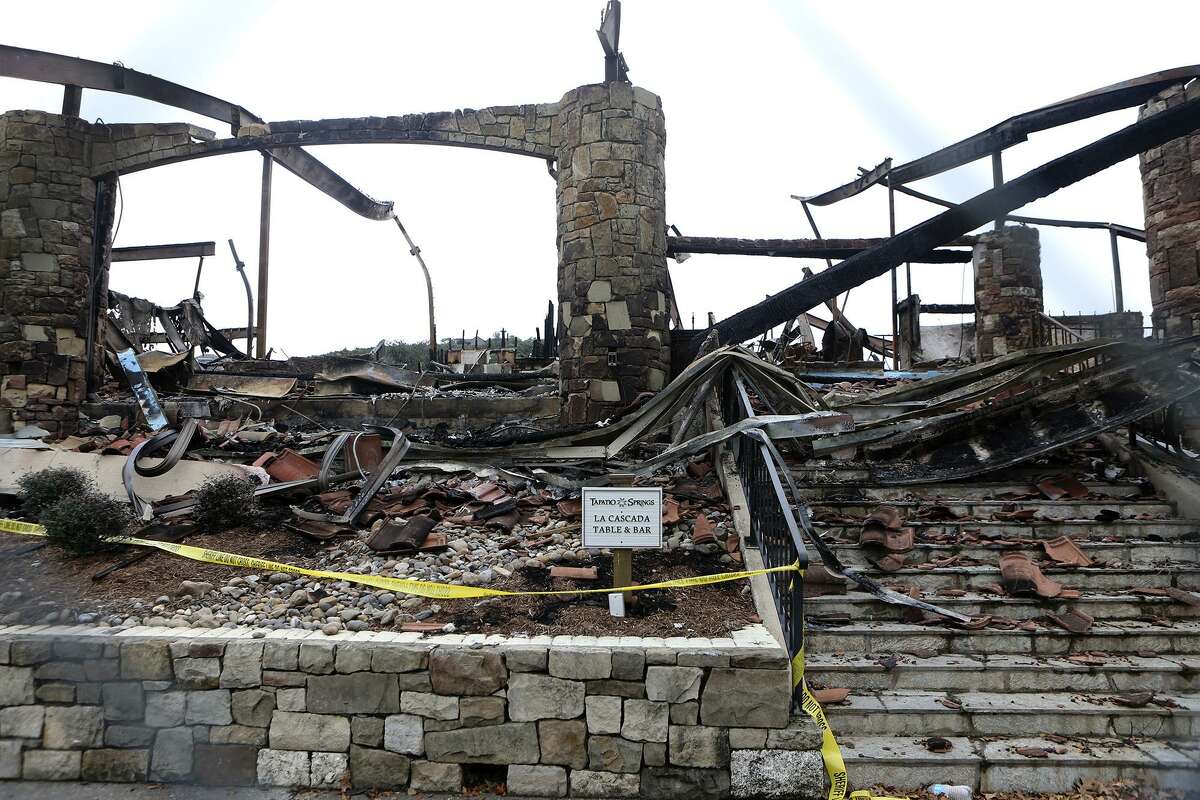 This is the burned club house at the Tapatio Springs Hill Country resort near Boerne, Texas. A fire destroyed the building Saturday night November 4, 2017. Tapatio Springs is on 220 acres in the Hill Country. Its 18-hole golf course recently underwent a $2 million renovation. One of its owners is country music star George Strait.