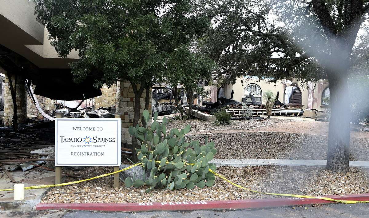 This is the burned club house at the Tapatio Springs Hill Country resort near Boerne, Texas. A fire destroyed the building Saturday night November 4, 2017. Tapatio Springs is on 220 acres in the Hill Country. Its 18-hole golf course recently underwent a $2 million renovation. One of its owners is country music star George Strait.