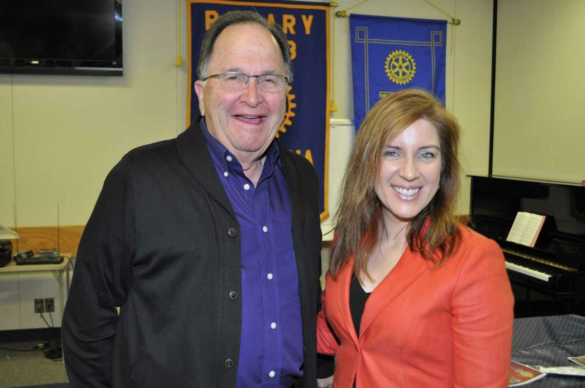 Guest Speaker Susanna Ã©¢??Dokupil is pictured with Pasadena Rotarian Bill Mc Millin. She is the Assistant Head of the Harris County Republican Party, where her activities include fund raising for many candidates including Senator Ted Cruz, Board member of the Kingwood Tea Party and Treasurer of the Texas Conservative View. Her impressive background includes graduating from Harvard School of Law, Clerking for the Honorable Jerry Smith of the US Court of Appeals and is the author of over 75 articles for the Washington Times, The American Enterprise, The Texas Review of Law and Politics and the Houston Chronicle. With this resume she surprised the Club with the announcement that Ã©¢??She wasnÃ©¢??t going to talk about politicsÃ©¢?Â. Instead she talked of her quest to promote the American Dream of Open Mindedness. Using videos and other social media venues she outlined a story telling approach. Ã©¢??Too often we push away from presentations that donÃ©¢??t confirm our existing beliefsÃ©¢?Â. Telling a story is an unobtrusive way of presenting several views of the same subject letting the listener arrive at a better conclusion after hearing all the facts. She closed her presentation urging all to vote their convictions November 4th saying Ã©¢??When we fail to limit Government, we limit ourselves.Ã©¢?Â